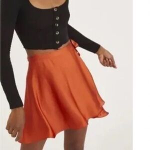 Urban Outfitters Vibrant Burnt Orange True Wrap  Skater Skirt
